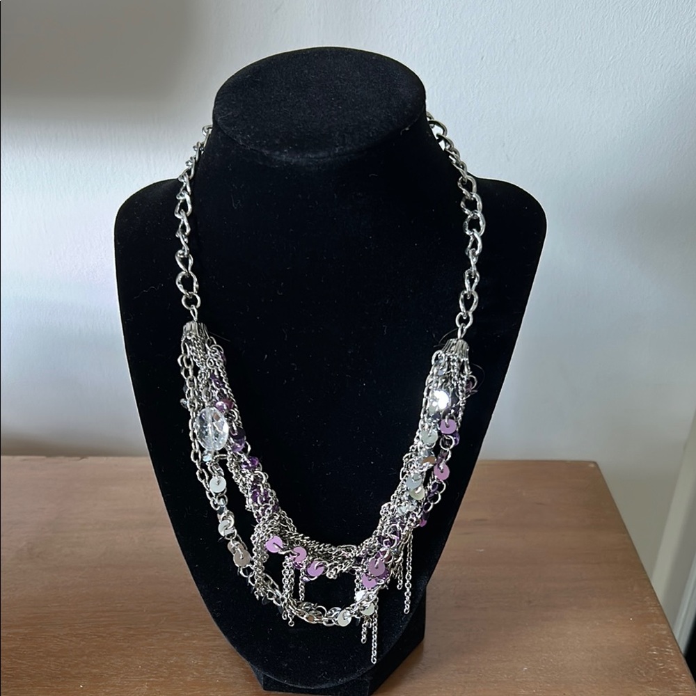 Elegant Silver and Purple Necklace